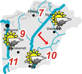 Kelet-Magyarország időjárási térképe